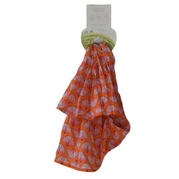 Sigrid Olsen Scarf 22 X 22 Orange Cotton Geomtric Fans New with tags - Picture 2 of 4